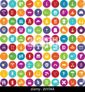 100 outfit icons set color Stock Vector
