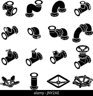 Pipeline constructor icons set, isometric style Stock Vector