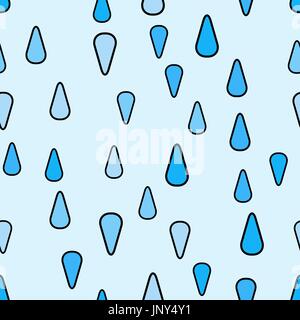 vector seamless pattern - blue drops on light blue background Stock Vector