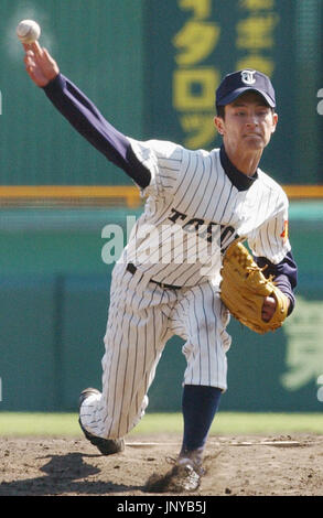 NISHINOMIYA, Japan - Tohoku High School starter Yu Darvish pitches hard  against Chikuyo Gakuen at the national high school baseball invitational  tournament at Koshien Stadium in Hyogo Prefecture on Aug. 11, 2003.