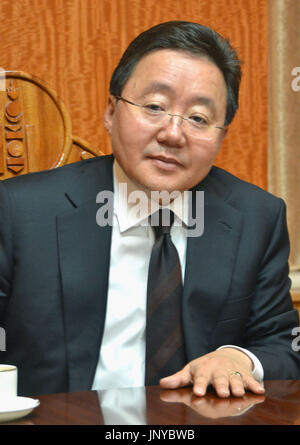 ULAN BATOR, Mongolia - Mongolian President Tsakhia Elbegdorj (2nd from