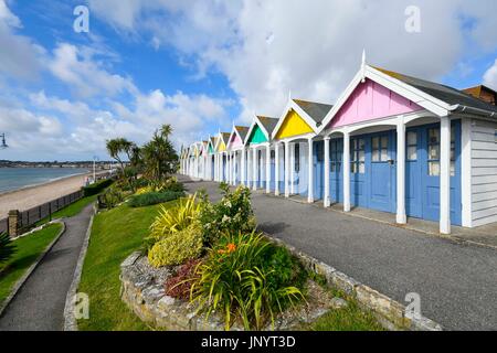 Weymouth, Dorset, UK. 31st July 2017.  UK Weather.   Chalets in Greenhill Gardens at the seaside resort of Weymouth in Dorset on a morning of cloudy and sunny spells.  Photo Credit: Graham Hunt/Alamy Live News Stock Photo