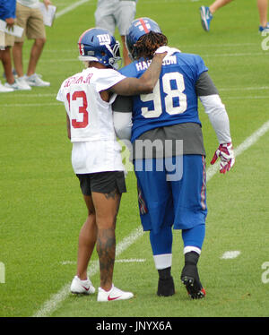 East Rutherford, USA. 29th Jul, 2017. The New York Football Giants took to the practice field in East Rutherford, NJ for NFL Training Camp on July 29, 2017. Odell Beckham Jr. and Brandon Marshall made plays at practice that excited the fans that were on hand to view the team. Credit: Roy Caratozzolo III/Alamy Live News Stock Photo