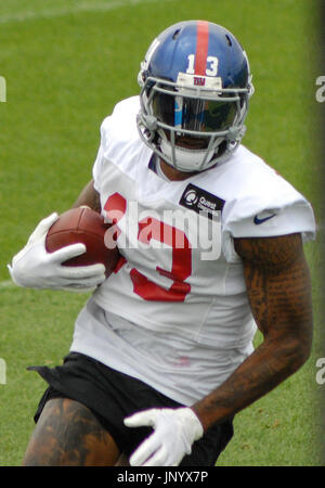 East Rutherford, USA. 29th Jul, 2017. The New York Football Giants took to the practice field in East Rutherford, NJ for NFL Training Camp on July 29, 2017. Odell Beckham Jr. and Brandon Marshall made plays at practice that excited the fans that were on hand to view the team. Credit: Roy Caratozzolo III/Alamy Live News Stock Photo