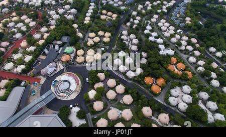 Kumamoto, Japan. 31st July, 2017. Aerial view of earthquake-resistant dome houses in Aso Farm Land, Kumamoto prefecture, Japan, July 31, 2017. The buildings served as evacuation shelters for Kumamoto earthquake victims. (Photo: Richard Atrero de Guzman/AFLO) Credit: Aflo Co. Ltd./Alamy Live News Stock Photo