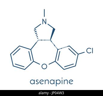 Asenapine antipsychotic drug molecule. Skeletal formula. Stock Vector