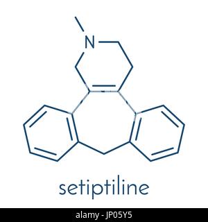 Setiptiline (also known as teciptiline) antidepressant drug molecule. Skeletal formula. Stock Vector