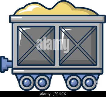 Coal trolley icon, cartoon style Stock Vector