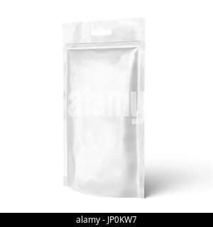 Blank Zipper pouch, single blank foil bag template mockup for design uses in 3d rendering Stock Photo