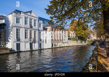 Bruges, Belgium – October 31, 2010: Groenerei canal in Bruges, Belgium, on a sunny autumn day. Stock Photo