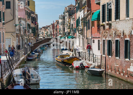 Venice, Italy - April 26, 2012: canal in the Castello district of Venice. Stock Photo