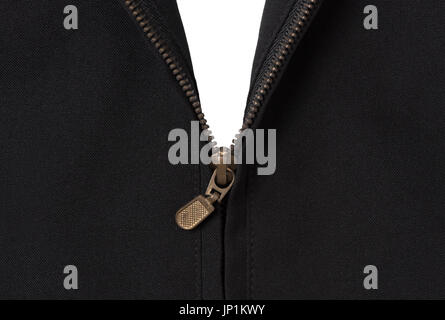 open zipper black Jacket isolated on white background Stock Photo