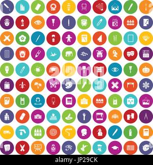 100 paint school icons set color Stock Vector