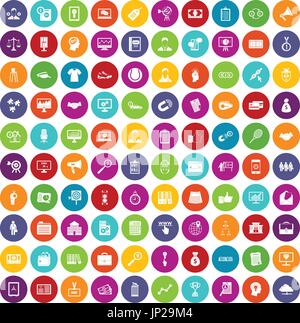 100 partnership icons set color Stock Vector