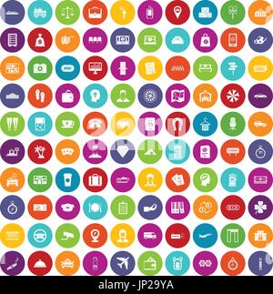 100 paying money icons set color Stock Vector