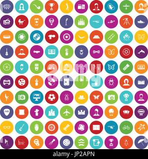 100 photo icons set color Stock Vector