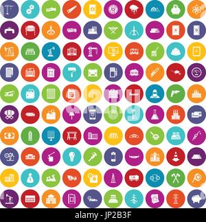 100 plant icons set color Stock Vector