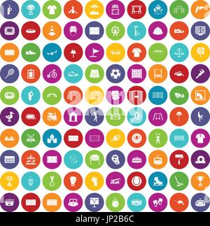 100 playground icons set color Stock Vector