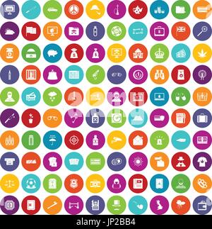 100 police icons set color Stock Vector