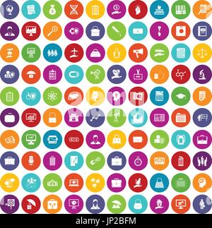100 portfolio icons set color Stock Vector