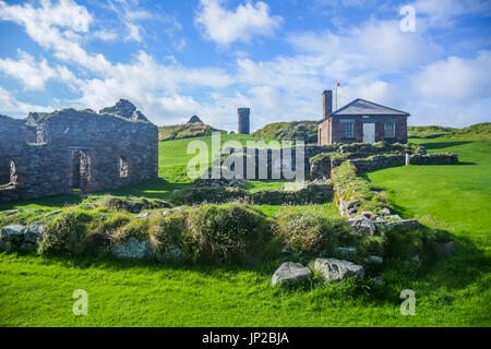Saint Patrick cathedral inside Peel castle constructed by Vikings in Peel city in the Isle of Man Stock Photo