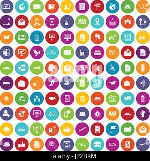 100 post and mail icons set color Stock Vector