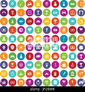 100 premium icons set color Stock Vector