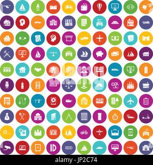 100 private property icons set color Stock Vector