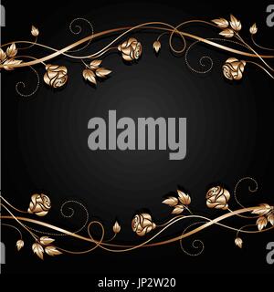 Copper flowers with shadow on dark background. Stock Vector