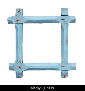 Isolated objects: old empty blue picture frame on white background Stock Photo