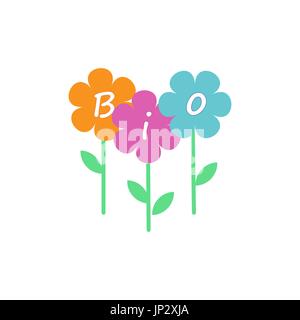 Bio logo flowers. Bio vector logo design template. Eco concept symbol icon. Company logo, business emblem Stock Vector