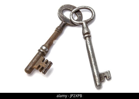 Old keys isolated on white background Stock Photo