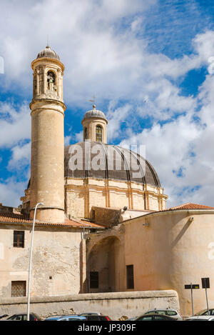 Sassari Sardinia church, the bell tower and Baroque dome of the Santa Maria di Betlem church in Sassari, Sardinia. Stock Photo