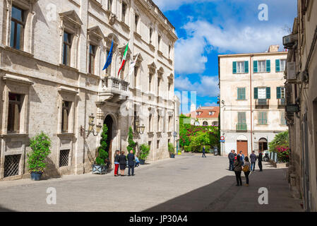 Sassari Sardinia piazza, the Piazza del Comune in Sassari, northern Sardinia, with the Palazzo Ducale on the left. Stock Photo