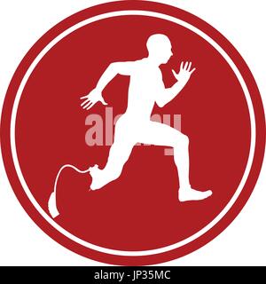 sports sign icon male athlete disabled amputee running Stock Vector