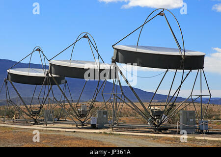 Parabolic discs at the solar energy scientific research centre, Tabernas, Almeria, Spain Stock Photo