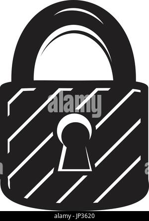 closed lock with diagonal strips isolated on white background. Stock Vector