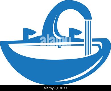 opened faucet with sink isolated on white background. Stock Vector
