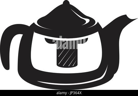 kettle with infuser isolated on white background. Stock Vector