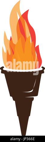 torch icon with flames isolated on white background. Stock Vector