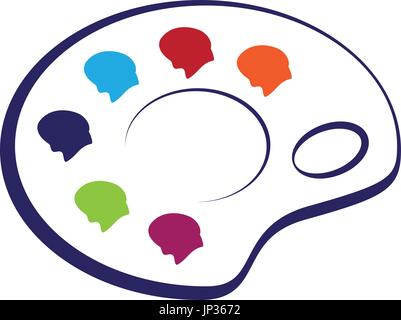 outlines of art palette icon with different colors. isolated on white background. Stock Vector