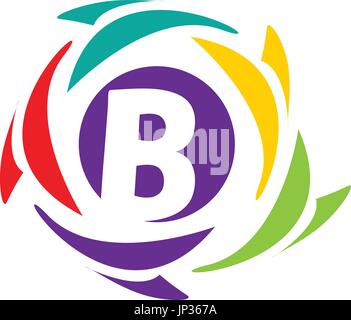 letter B logo within an colorful circle isolated on white background. Stock Vector