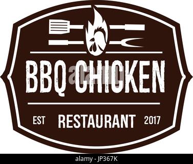 vintage BBQ chicken logo. isolated on whitebackground. Stock Vector