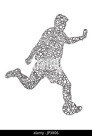 Bubbled illustration of a football / soccer player. Stock Photo