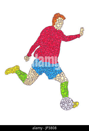 A colour & bubbled illustration of a football / soccer player. Stock Photo