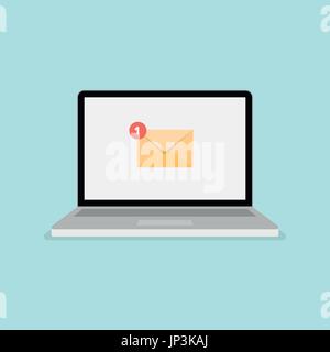 New Message icon on computer screen. New Email modern vector illustration. Stock Vector
