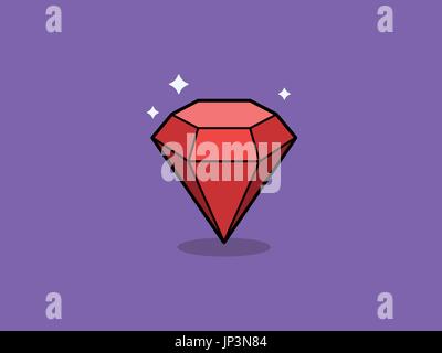 Ruby vector illustration. Red gemstone flat icon. Stock Vector