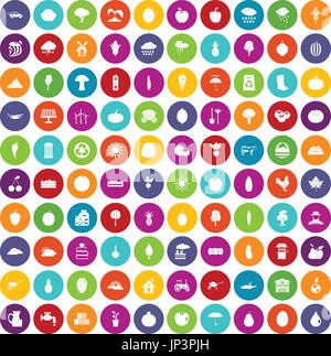100 productiveness icons set color Stock Vector