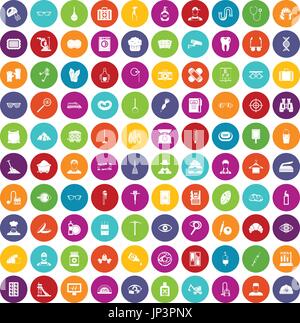 100 profession icons set color Stock Vector