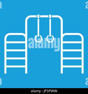 Horizontal bar with climbing rings and ladder icon Stock Vector